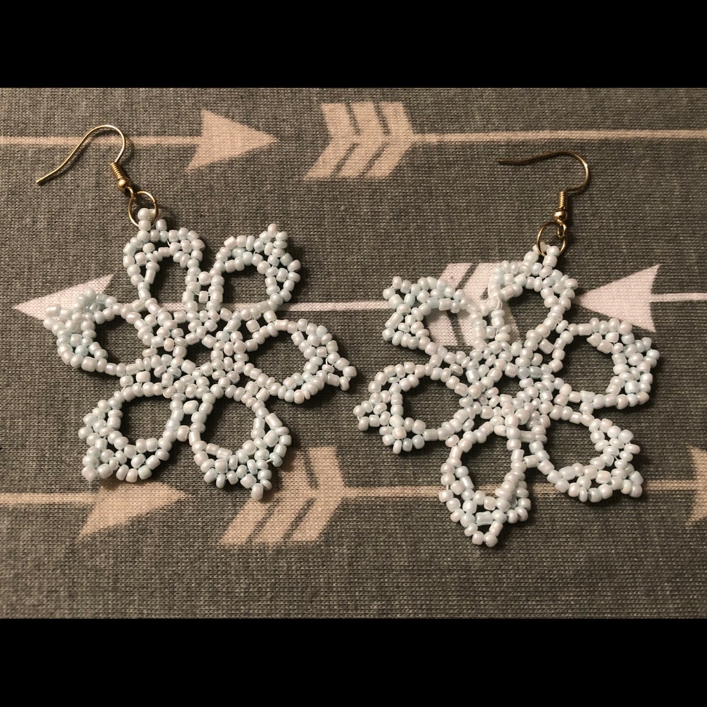 Handmade Beaded Snowflake Earrings